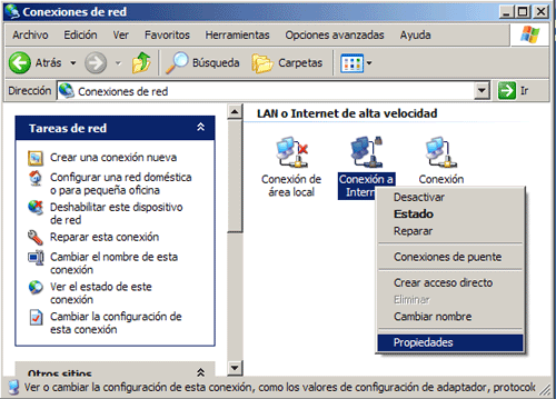 activar conexion compartida a internet windows xp