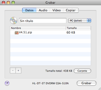 Burn - Grabar datos