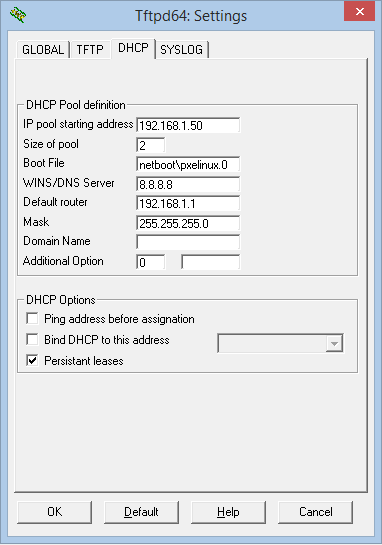 Configuración TFTPD