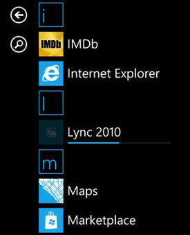 Apps list WP7